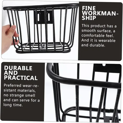 Vista 3 de Cesta de hierro para bicicleta, cesta delantera de bicicleta, contenedor de bicicleta, accesorios para bicicleta de montaña, cesta para manillar