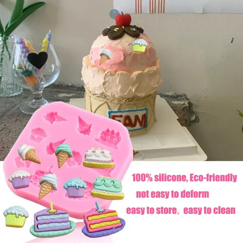 Vista 3 de ZiXiang Moldes de silicona para conos de helado, molde de dona, molde de caramelo para decoración de pasteles, decoración de cupcakes, polimero