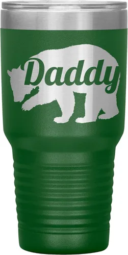 Vista 7 de Daddy Bear - Vaso de acero inoxidable grabado con aislamiento de 30 onzas, color negro