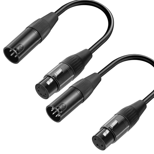 Vista 8 de Paquete de 2 cables adaptadores XLR profesionales de 3 pines macho a DMX de 5 pines hembra de 12 pulgadas para control de iluminación, micrófonos
