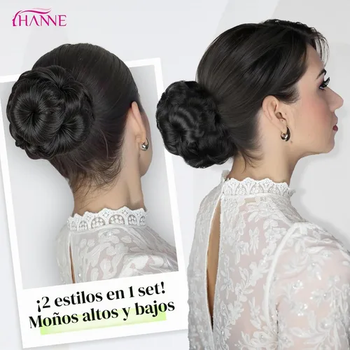 Vista 5 de HANNE Extensiones de cabello sintético para mujer, moño falso, extensiones