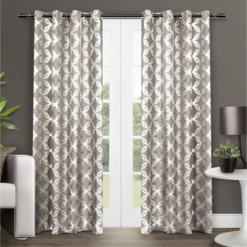 Vista 10 de Exclusive Home Modo - Par de paneles de cortinas geométricas metálicas con ojales en la parte superior, 54 x 96 pulgadas, dorado invierno