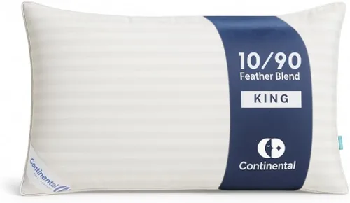 Vista 12 de Continental Bedding Almohada de plumas para dormir de lado, 10% plumón, 90% relleno de plumas, loft mediano de 6 pulgadas, 300 hilos, 100% algodón