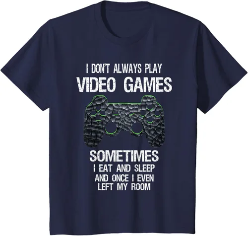 Vista 92 de Funny Gamer Video Games - Camiseta para niños y adolescentes, ajuste clásico, color negro, mezcla de algodón, Negro