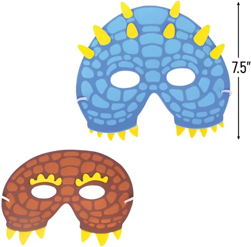 Vista 2 de Rhode Island Novelty Máscaras de dinosaurio de espuma de 7.5 pulgadas (12 piezas por pedido)