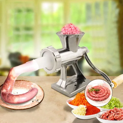 Vista 4 de Picadora manual de carne para uso doméstico, picadora de carne compacta con manivela con hoja duradera, herramienta de cocina para moler carne
