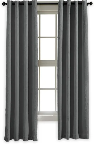 Vista 2 de Curtainworks Lenox Panel de Cortina con Ojales, Gris, 50 x 132 pulgadas