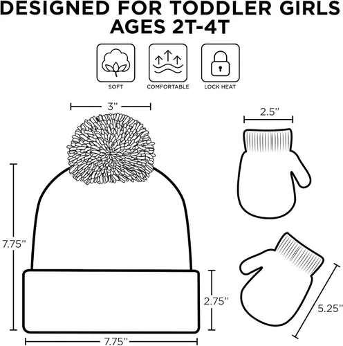 Vista 6 de Hasbro Sombrero de invierno, guantes para niños pequeños, gorro de bebé de Peppa Pig para niña