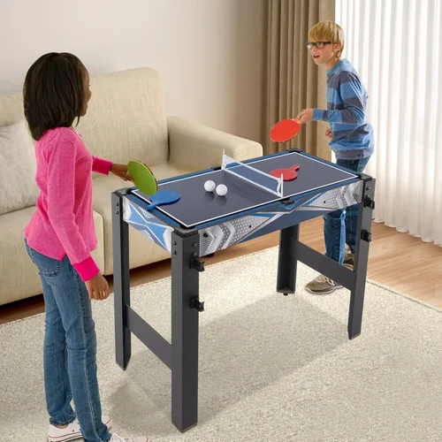 Vista 7 de Mesa de juego múltiple 5 en 1, mesa de juego combinada con hockey, billar, ping pong, tiro con arco, baloncesto para el hogar, sala