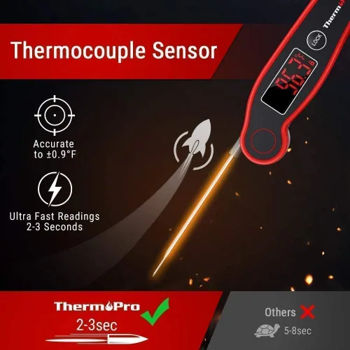 Vista 2 de ThermPro TP17 Termómetro digital para carne con sondas dobles + ThermoPro TP19 Termómetro termopar impermeable ultra rápido