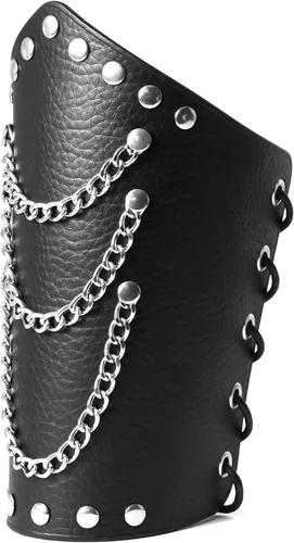 Vista 5 de Manfnee Guantelete de cuero Pulsera Armadura de muñeca Brazo de cuero Guardsr Brazo Armadura ajustable