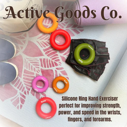 Vista 5 de ActiveGoodsCo - Anillo de silicona hecho para uso profesional. Niveles de resistencia progresiva de 10 libras-120 libras (8.8-121.3 lbs). Dos