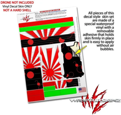 Vista 4 de Skin Wrap 2 Pack para DJI Ryze Tello Drone sol Naciente japonés bandera rojo Drone No Incluidas
