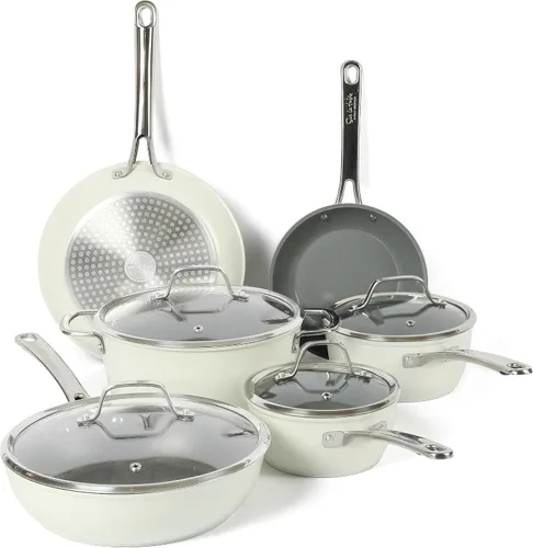 Vista 8 de Sur La Table Kitchen Essentials Juego de Utensilios de Cocina de 10 Piezas de Aluminio Forjado con Interior Antiadherente de Cerámica de Titanio