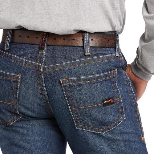 Vista 5 de Jeans para hombre Ariat, no Inflamable M5, ajuste entallado, corte recto