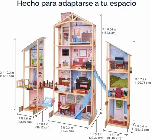 Vista 9 de KidKraft Kraft Your Way™ Magnolia Mansion Dollhouse; 71 Pc Amazon Exclusive