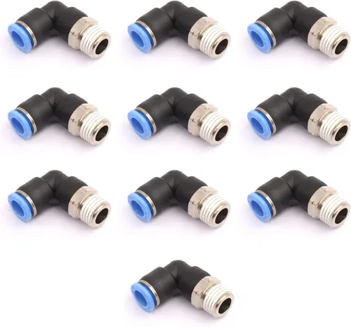 Vista 11 de CEKER 1/2 Codo Macho Conexiones de Líneas Aéreas de Empuje Ajustes de Conexión de Empuje de 90 Grados Ajustes de Aire, PL 1/2 Tubo Od x 1/2" NPT