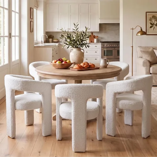 Vista 32 de Silla de Comedor Moderna de Chenille Tipo Barril Tapizada en Tela para Comedor con Brazo, Cómoda Silla Auxiliar de Acento para Cocina/Sala de Beige