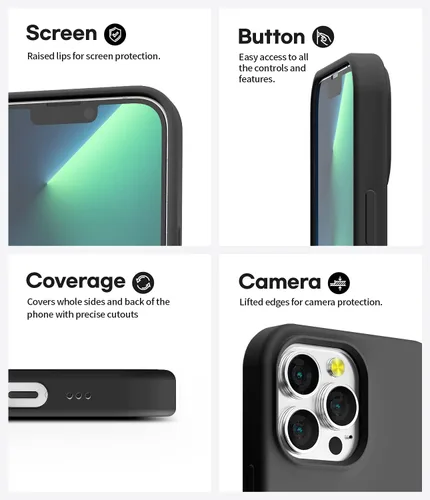 Vista 5 de GOOSPERY Funda de silicona líquida compatible con iPhone 13 Pro, suave al tacto, protección de cuerpo completo, a prueba de golpes, con forro