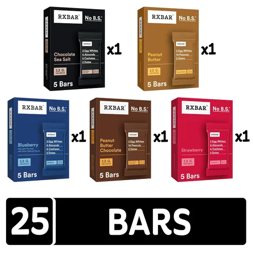Vista 5 de RXBAR Barras de proteína, 0.44 oz de proteína, aperitivos sin gluten, paquete variado de 5 sabores (5 cajas, 25 barras)