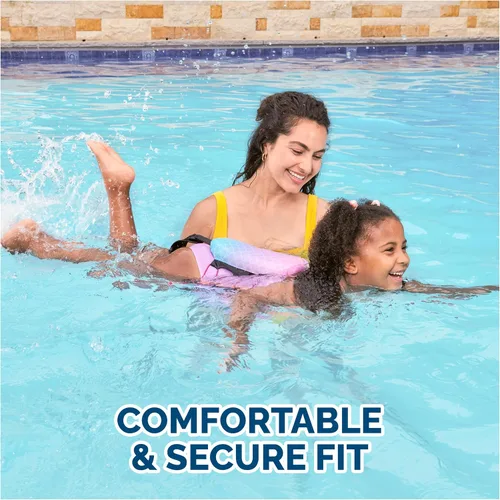 Vista 4 de SwimWays Power Swimr - Chaleco de natación para piscina al aire libre para niños, flotador ajustable para entrenamiento de natación, sirena rosa