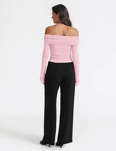 Vista 5 de Prettywear Camiseta sexy con hombros descubiertos para mujer