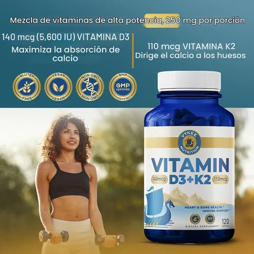 Vista 4 de Vykee Nutrition Complejo de vitamina D3 K2 de alta potencia
