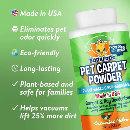 Vista 3 de Bodhi Dog Natural Carpet - Desodorante en polvo para alfombras – Eliminador de olores secos de mascotas y removedor de olores de orina – Afloja