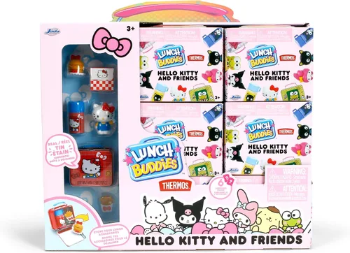 Vista 9 de Jada Lunch Buddies – Lonchera térmica coleccionable con botella de termo, figura y accesorios de comida – Juguete Sanrio de 2 pulgadas – Hello Kitty