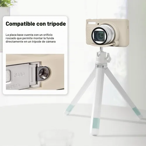 Vista 6 de VOVMOEYA SX740 - Juego de accesorios para funda de cámara [con 2 películas LCD templadas], funda protectora de silicona compatible con cámara Beige
