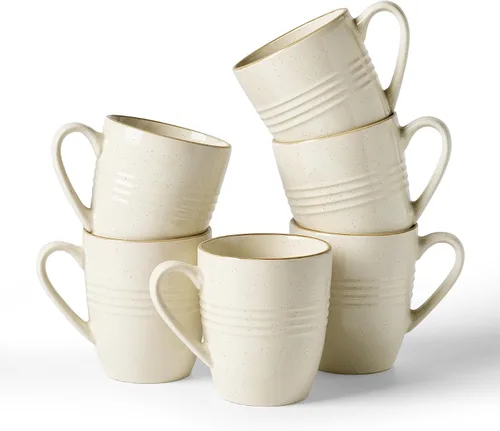 Vista 25 de Juego de Tazas de Café Famiware, Juego de 4 Tazas de 13 oz, Tazas de Gres para Café con Leche, Té Caliente, Mocha, Cacao, Capuchino, Aptas