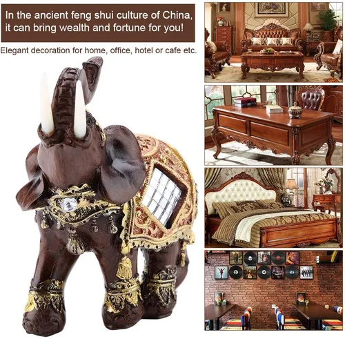 Vista 3 de Decoración de estatua de elefante, figuras de Feng Shui de buena suerte, figuras decorativas de la suerte, riqueza de la suerte, figuras