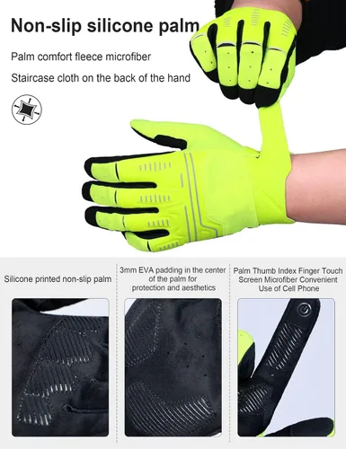 Vista 2 de INBIKE Guantes de ciclismo de montaña unisex, guantes de ciclismo de dedo largo con almohadilla antideslizante que absorbe los golpes