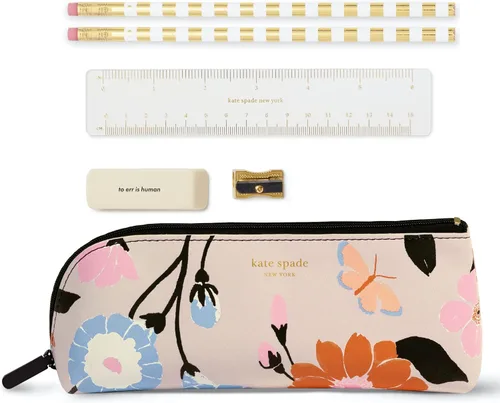 Vista 11 de kate spade new york Estuche para lápices y bolígrafos con artículos de oficina para adultos, bolsa con cremallera que incluye 2 lápices, sacapuntas