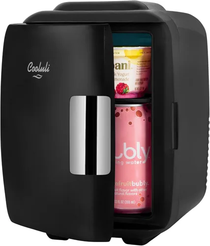 Vista 2 de Cooluli - Minirefrigerador portátil de 1.05 galones, para 6 latas, enfriador y calentador eléctrico para alimentos, bebidas, belleza y maquillaje