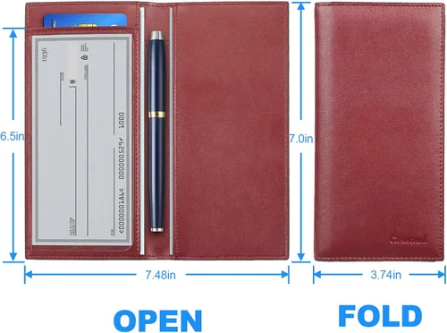 Vista 3 de CASMONAL Vegan Leather Checkbook Cover For Men & Women Checkbook Holder Wallet RFID Blocking