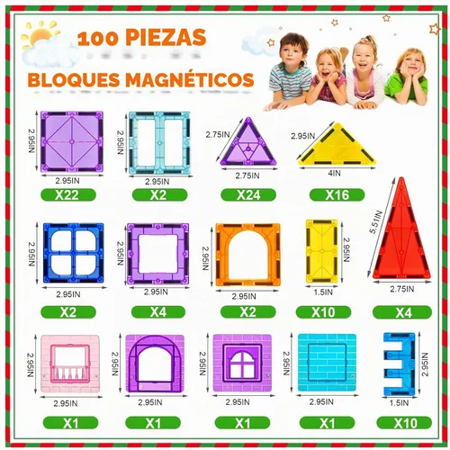 Vista 8 de NVHH 100 bloques magnéticos de azulejos para niños de 3 a 5 4 a 8 años