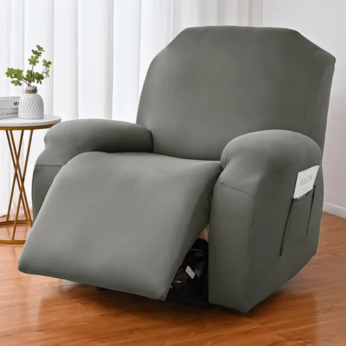Vista 37 de vctops Fundas para sofá reclinable de 3 cuerpos, elásticas, de punto, suaves, lisas, antideslizantes, para sofá, protector de muebles con parte Café