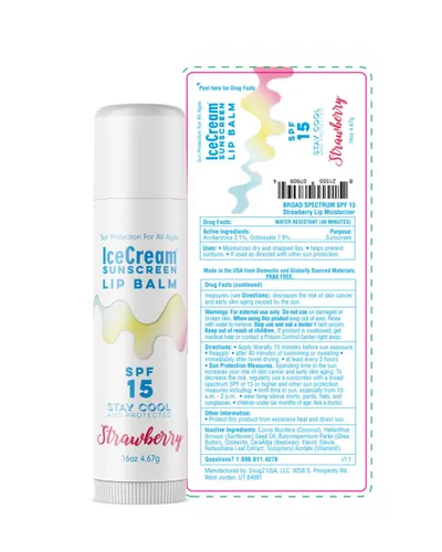 Vista 8 de IceCream Bálsamos labiales con protector solar, protector solar para labios, protector solar resistente al agua para labios, cuidado de labios