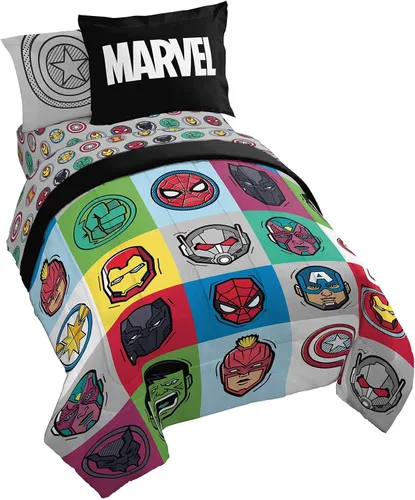 Vista 12 de Jay Franco Marvel Spiderman Webtastic - Juego de ropa de cama de 5 piezas tamaño individual, incluye edredón reversible y juego de sábanas, ropa