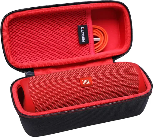 Vista 9 de LTGEM - Funda compatible con JBL Flip 7/5/6/Grip Altavoz Bluetooth portátil impermeable, bolsa de almacenamiento de viaje para oficina, color negro