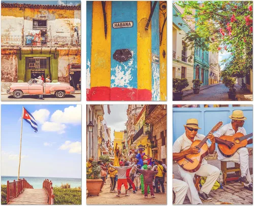 Vista 9 de Juego de 6 impresiones fotográficas vintage de Cuba, sin marco, arte de pared con La Habana, cultura cubana y autos antiguos clásicos, perfecto