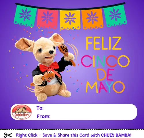 Vista 4 de Cuddle Barn Chuey Bamba Singing Chihuahua - Peluche animado con Maracas, 12 pulgadas