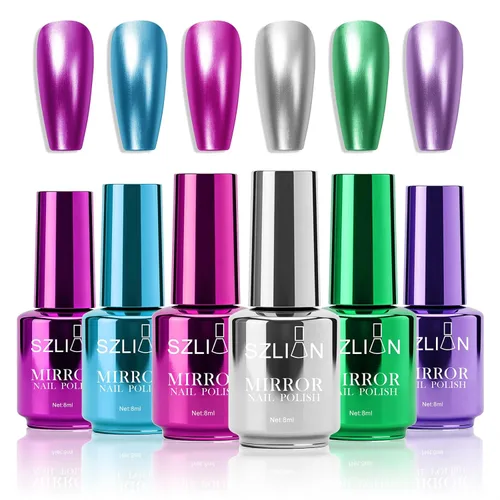 Vista 16 de KYDA Esmalte de uñas de espejo morado oscuro de 0.6 fl oz, esmalte de espejo brillante brillante para arte de uñas, arte de uñas de efecto metálico
