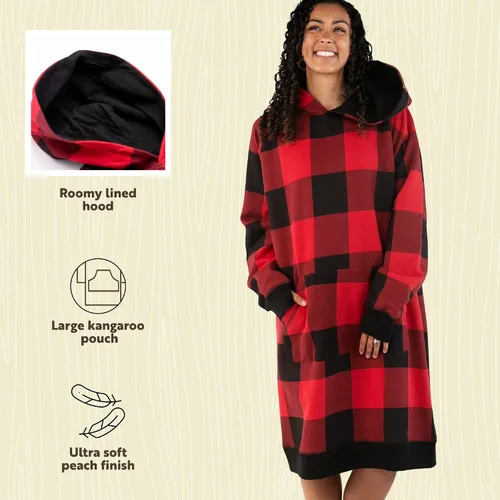Vista 131 de Lazy One Sudadera con capucha de gran tamaño, ropa de dormir cómoda, vestido de suéter para mujer