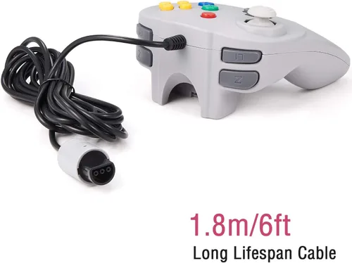 Vista 7 de KIWITATA Retro N64 Mini Controller, Mini N64 Wired Remote Game Pad Upgraded Joystick Controller for Classic N64 Video Console (Gray)