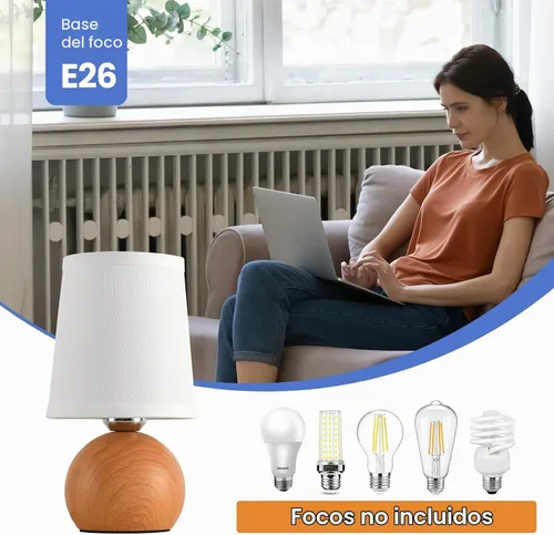 Vista 7 de Lámpara de mesa moderna de cabecera, lámpara de cabecera pequeña, lámpara de mesita de noche para dormitorio con pantalla de tela y acabado