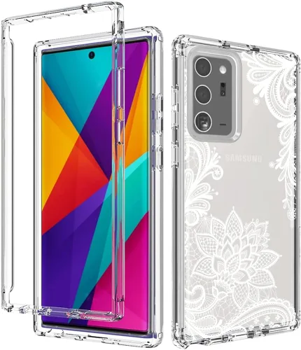 Vista 6 de Funda para Galaxy Note 20 Ultra 5G SM-N986U con protector de pantalla de vidrio templado, funda protectora de cuerpo completo con bonito