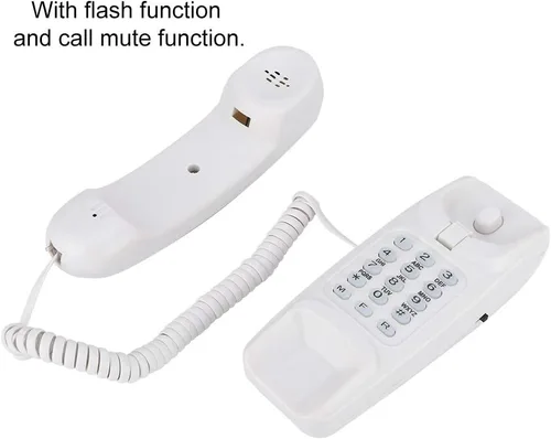 Vista 4 de Teléfono fijo con cable, teléfono de pared con cable de escritorio para el hogar, hotel, sala de estar, oficina, línea telefónica alimentada, blanco