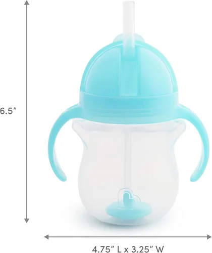 Vista 6 de Munchkin Any Angle Vaso Sippy para Niños Pequeños, Vaso con Pajita Lastrada a Prueba de Derrames con Asas de Transición para Bebés de 6 Meses en Azul